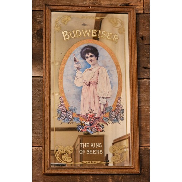 Vintage Anheuser Busch Beer Girl Mirror